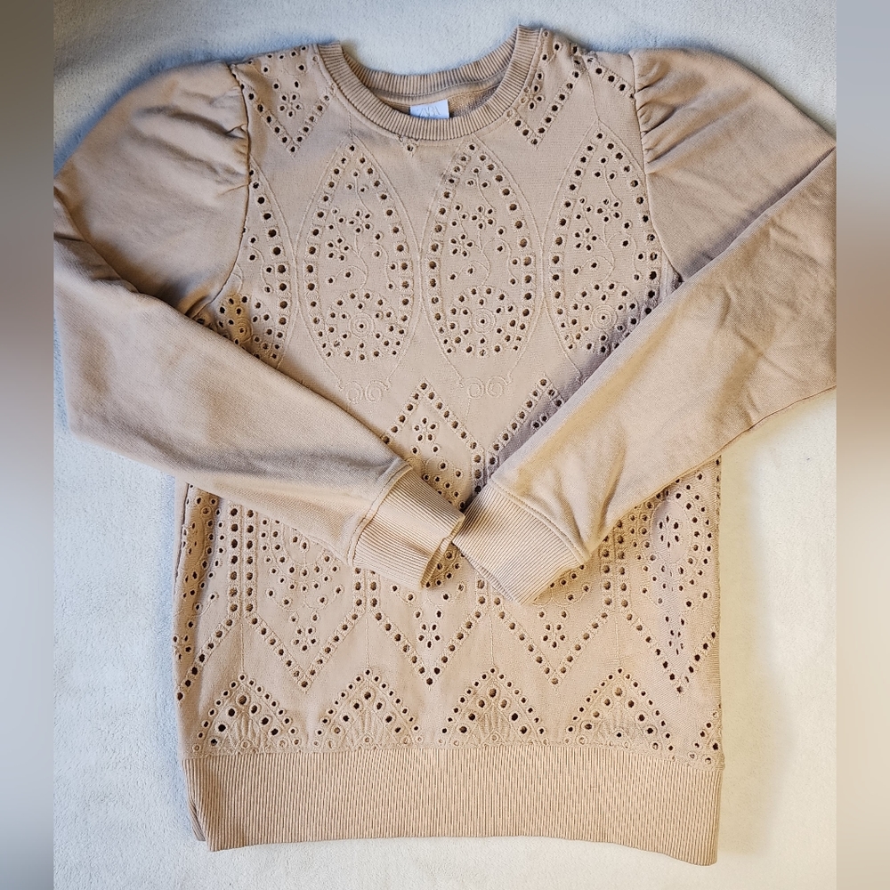 Zara girls eyelet tan sweater
